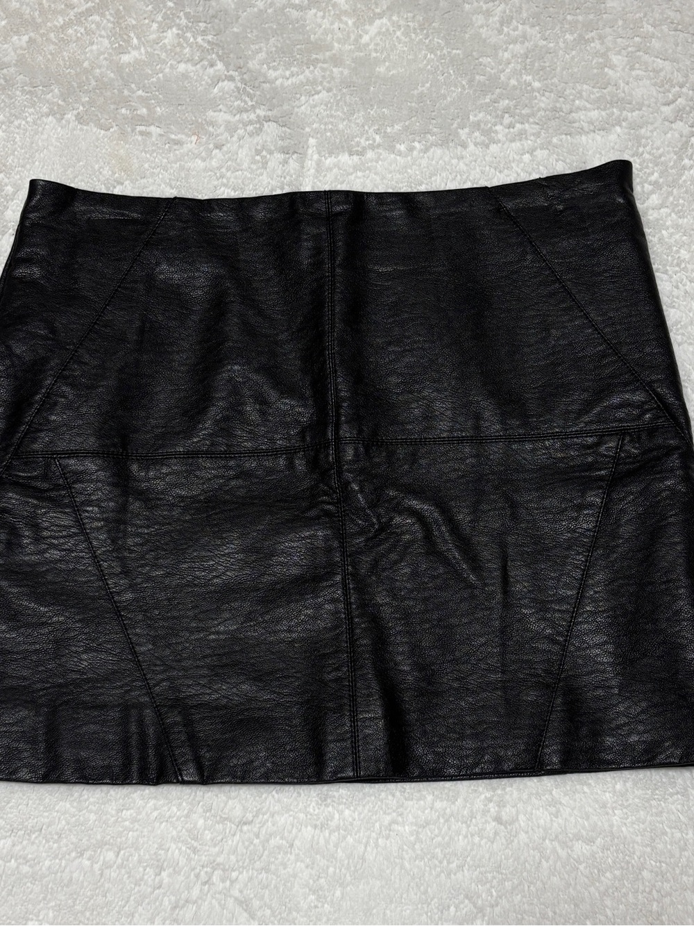 H&M Black Faux Leather Mini Skirt with Panel Detailing Size 10